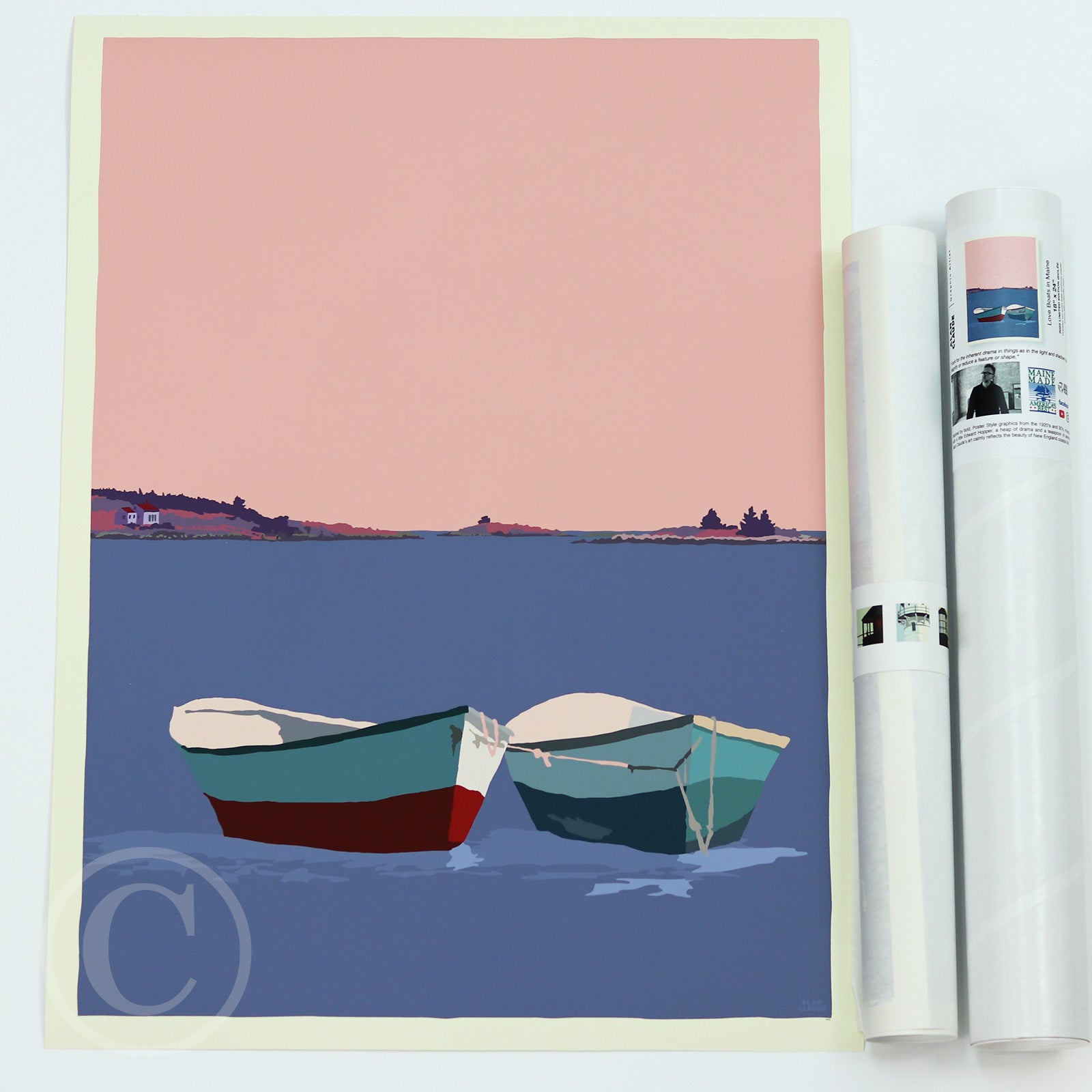 Love Boats in Maine Art Print 18" x 24" Wall Poster By Alan Claude - Maine