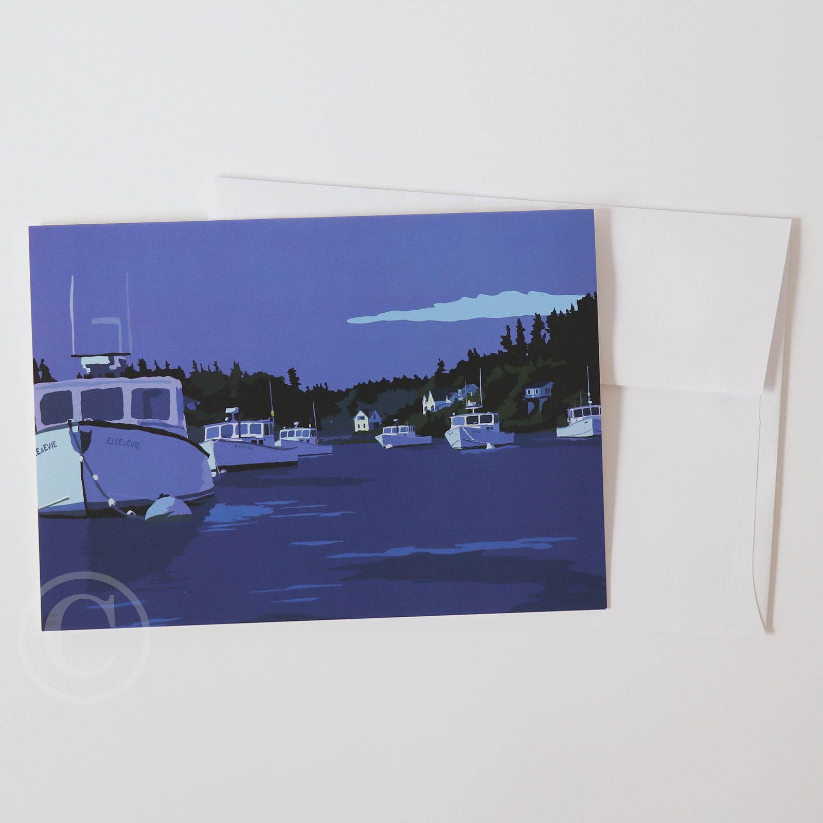Moonlight Over Port Clyde Notecard 5" x 7" - Maine