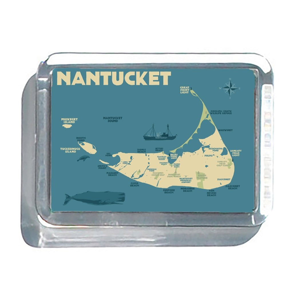 Nantucket Map 2" x 2 3/4" Acrylic Magnet - Massachusetts