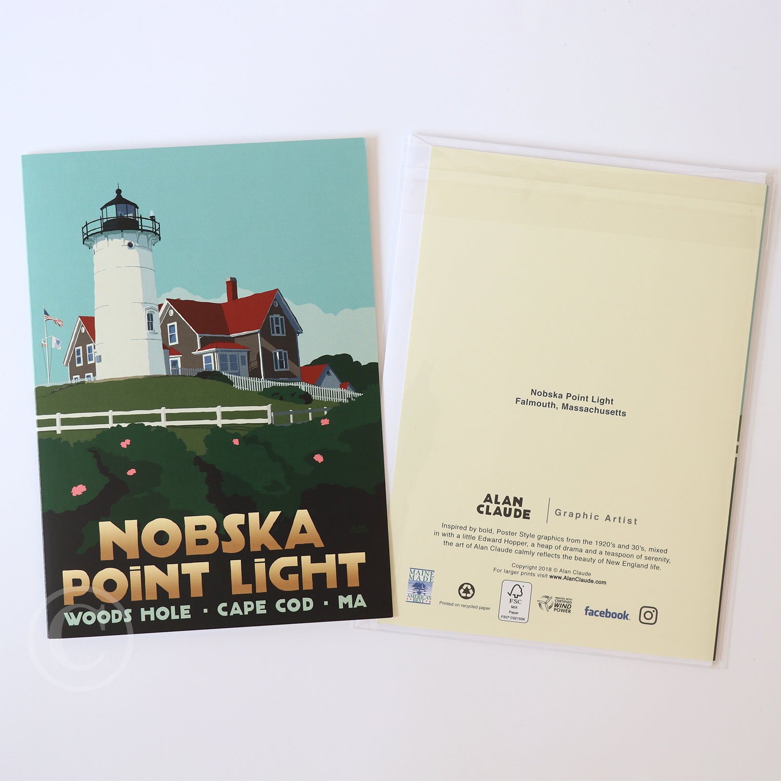 Nobska Point Light Notecard 5" x 7"  - Massachusetts
