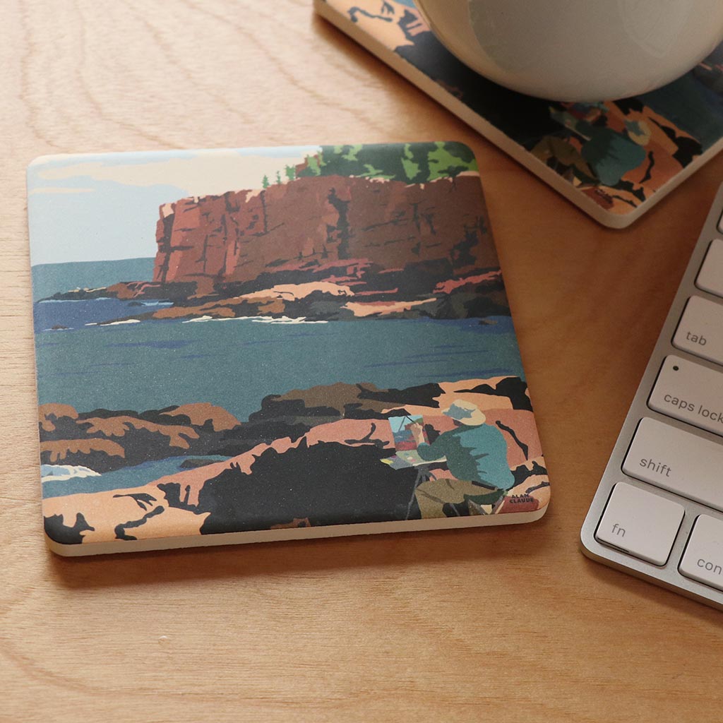 Painting In Acadia National Park Art Drink Coaster - Maine