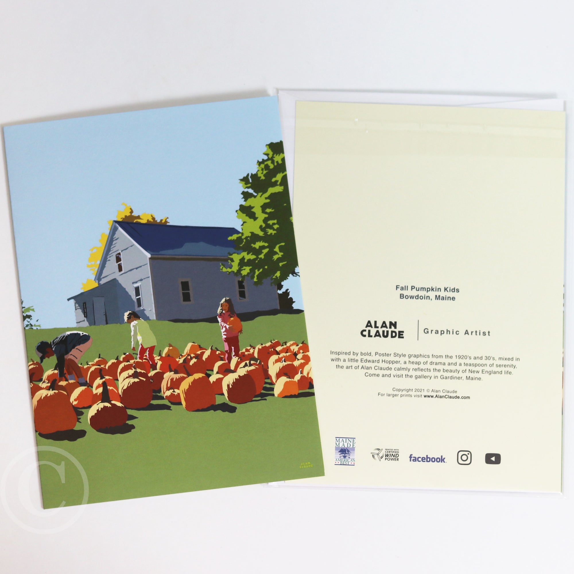 Fall Pumpkin Kids Notecard 5" x 7" - Maine