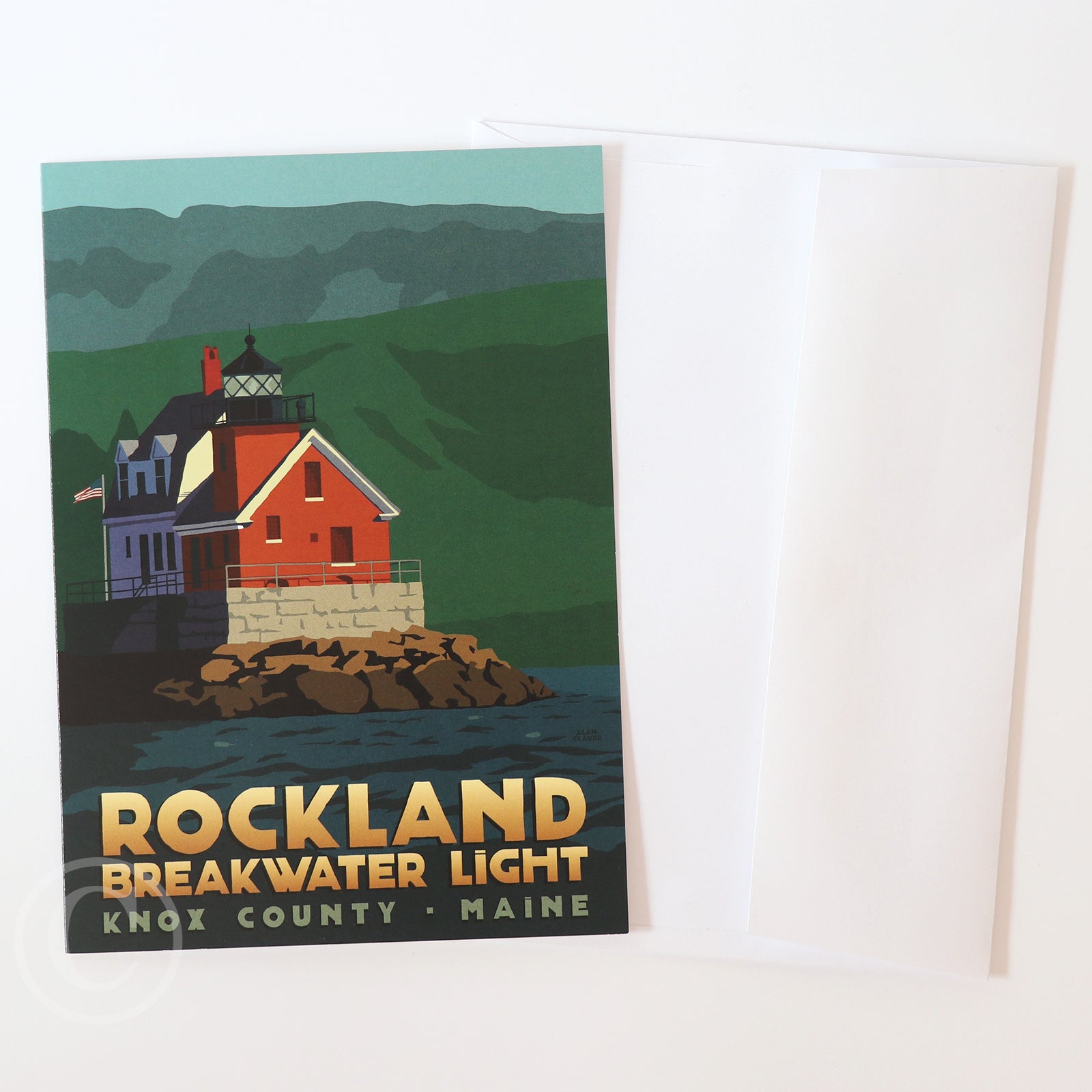 Rockland Breakwater Light Notecard 5" x 7"  - Maine