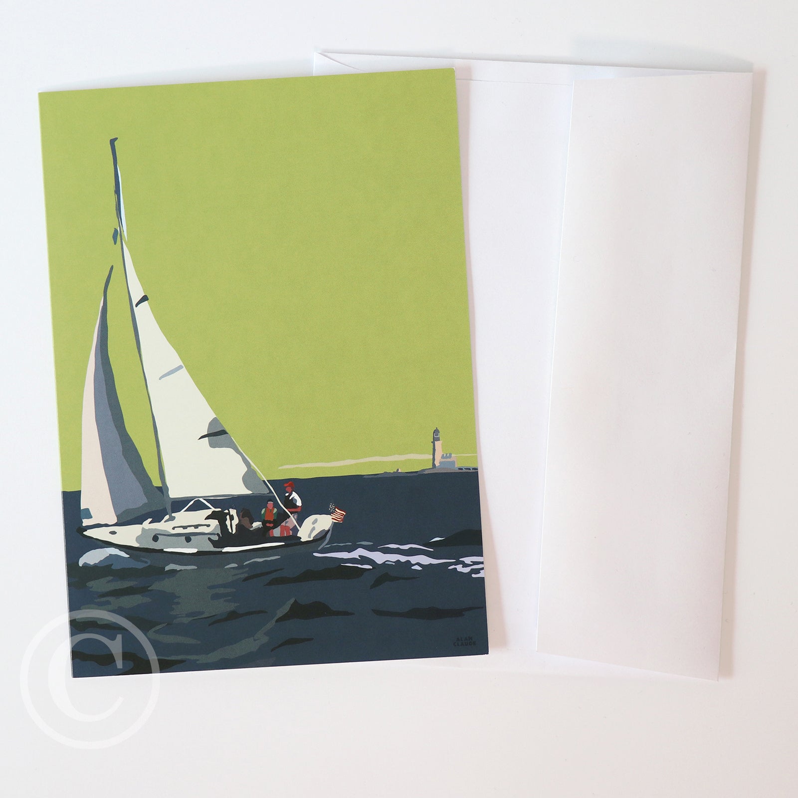 Sailing Half Way Rock Light Notecard 5" x 7"  - Maine