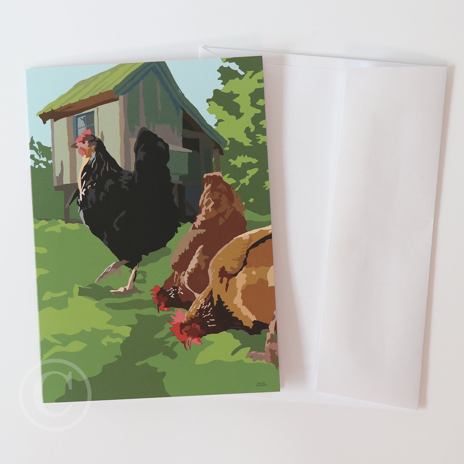 Spring Chickens 5" x 7" Notecard - Maine - Alan Claude Gallery Spring Chickens 5" x 7" Notecard - Maine - Alan Claude Gallery
