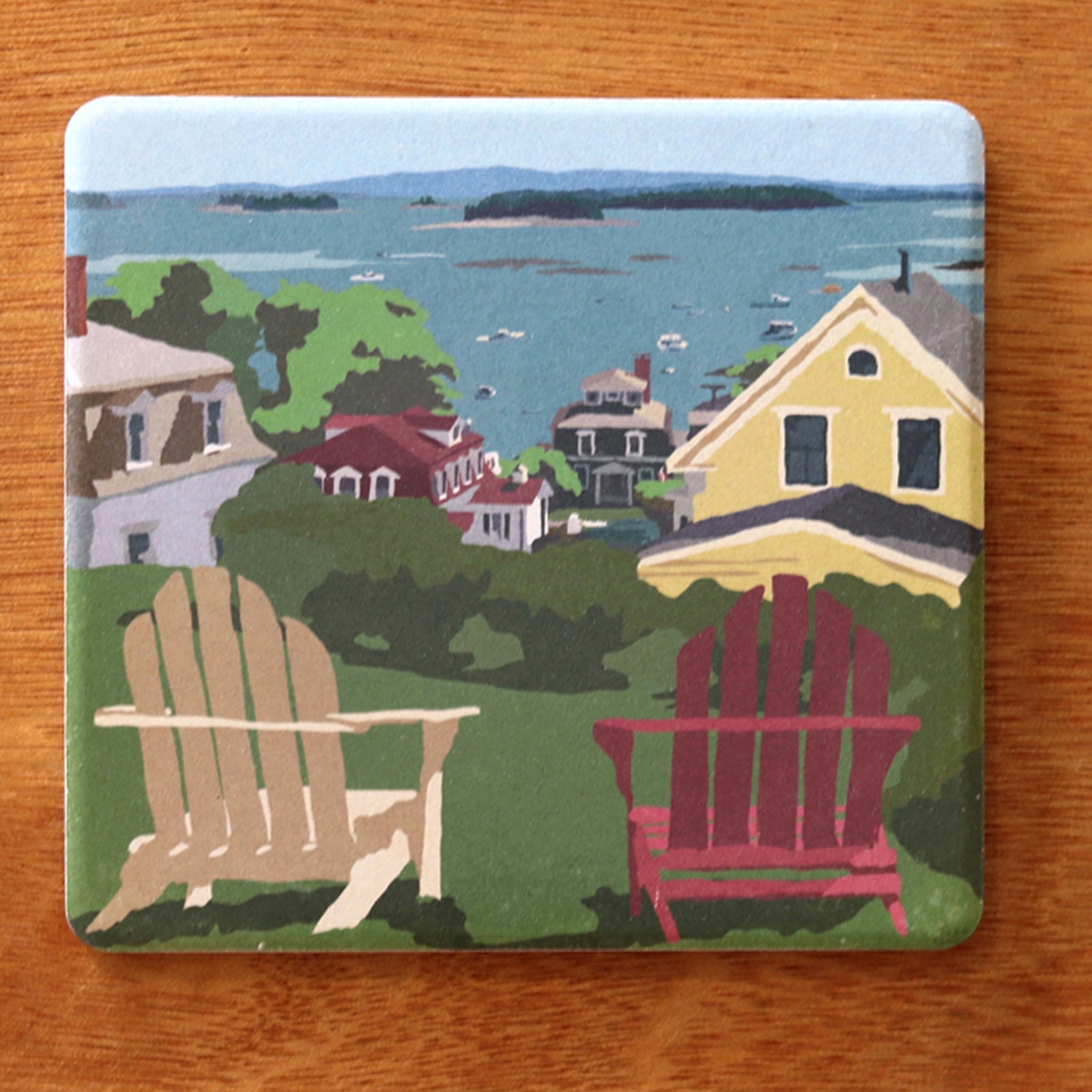 Stonington Harbor Art Drink Coaster - Maine