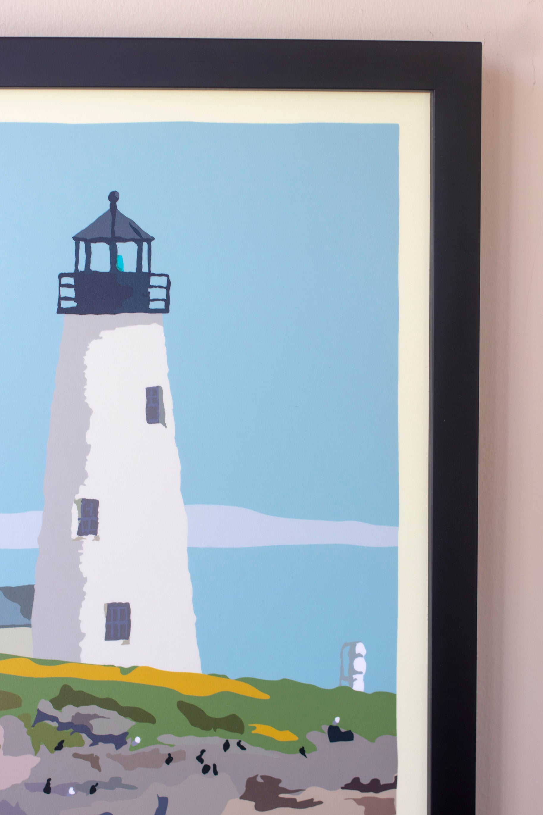 Wood Island Light Art Print 18" x 24" Horizontal Framed Wall Poster By Alan Claude - Maine